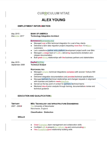 CV Proofreading Example (After Editing)