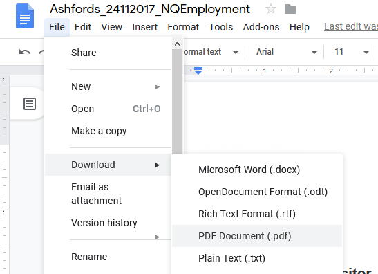 Downloading a PDF via Google Docs.